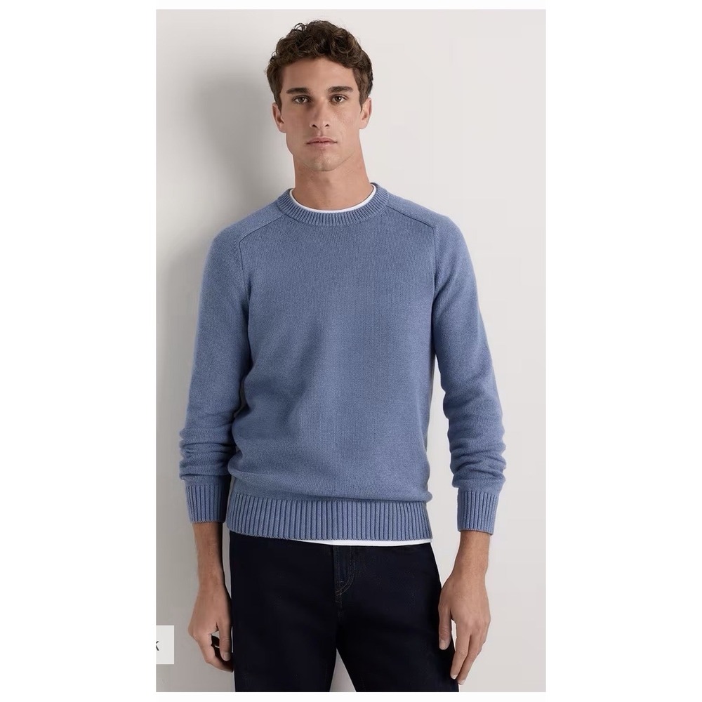 Quince Men 100% Organic Cotton Crewneck Pullover Sweater Moonstone Blue Sz Small